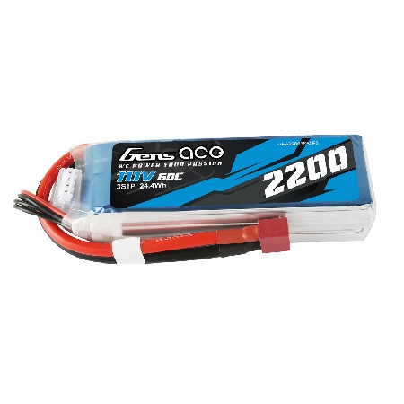 Gens ace 2200mAh 11.1V 60C 3S1P Lipo Battery Pack with EC3 Plug